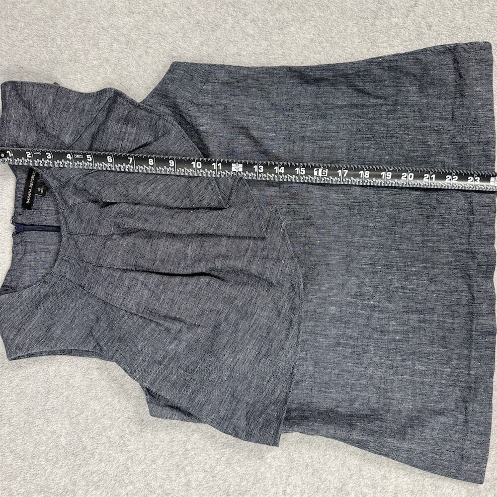Banana Republic Womens Size 8 Blue Chambray Sleeveless Ruffle Front Top - Picture 10 of 11